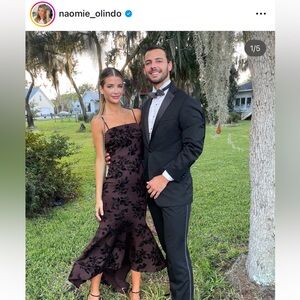 Chocolate Floral Suede maxi dress